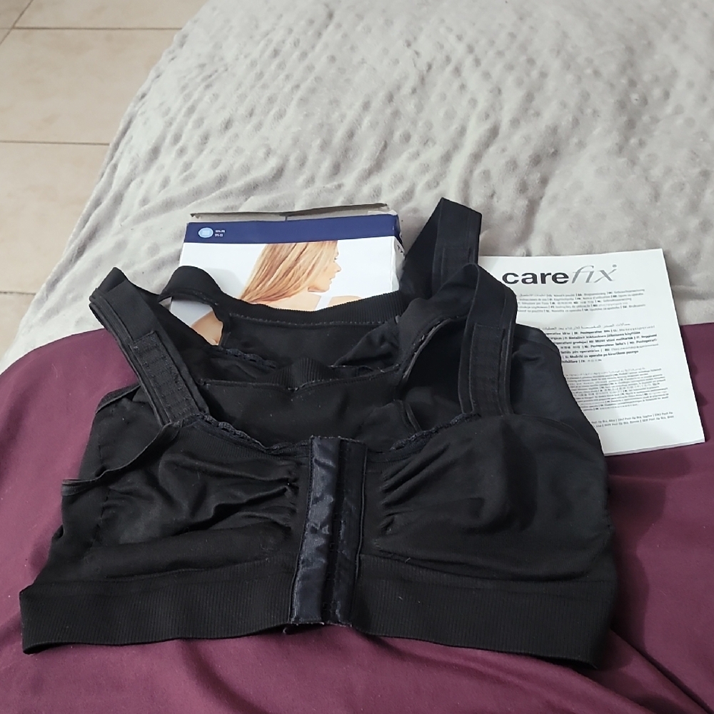 2 Women's Size L Alice Post-Op Bras, Black. Explant Bra.